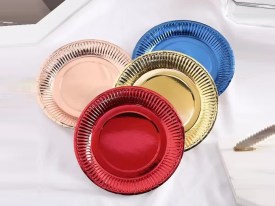 Platos descartables metalizados colores